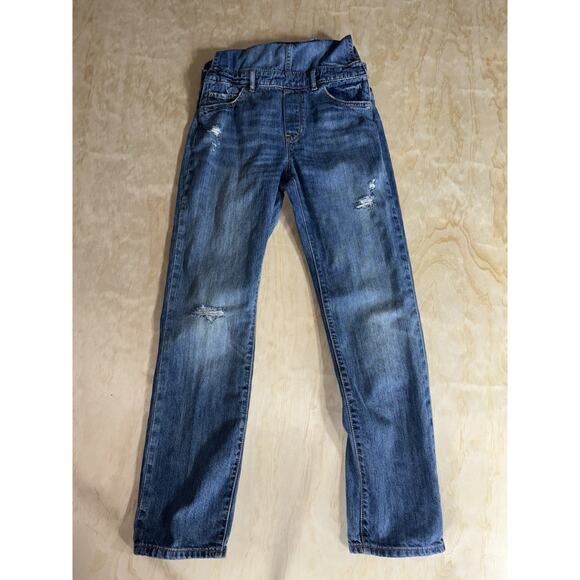 Gap Kids Overalls Girls XL Denim Blue Relaxed Distressed Bootcut Cotton - Picture 3 of 9